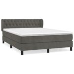 vidaXL Posteľný rám boxspring s matracom tmavosivý 140x200 cm zamat – Obrázok 2