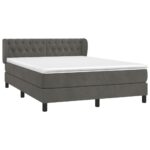 vidaXL Posteľný rám boxspring s matracom tmavosivý 140x200 cm zamat – Obrázok 3