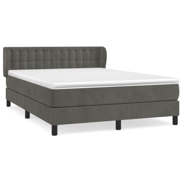 vidaXL Posteľný rám boxspring s matracom tmavosivý 140x200 cm zamat – Obrázok 2