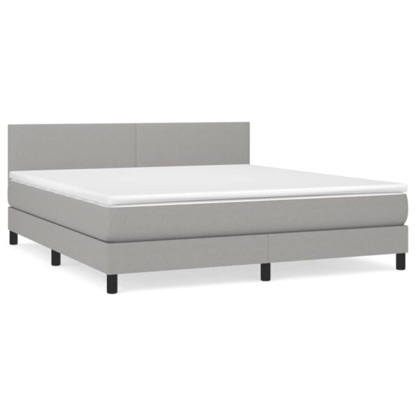 vidaXL Boxspring posteľ s matracom bledosivá 180x200 cm látka – Obrázok 2