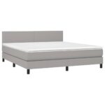 vidaXL Boxspring posteľ s matracom bledosivá 180x200 cm látka – Obrázok 3