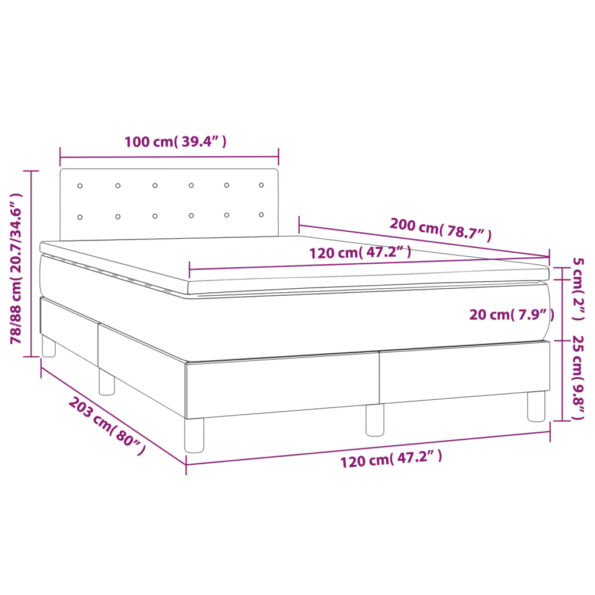 vidaXL Boxspring posteľ s matracom bledosivá 120x200 cm látka – Obrázok 7