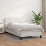 vidaXL Boxspring posteľ s matracom biela 90x200 cm umelá koža
