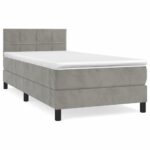 vidaXL Posteľný rám boxsping s matracom bledosivý 90x190 cm zamat – Obrázok 2