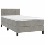vidaXL Posteľný rám boxsping s matracom bledosivý 90x190 cm zamat – Obrázok 3