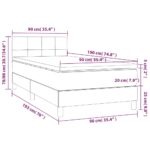 vidaXL Posteľný rám boxsping s matracom bledosivý 90x190 cm zamat – Obrázok 7