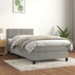 vidaXL Posteľný rám boxsping s matracom bledosivý 90x190 cm zamat