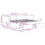 vidaXL Rozkladacia denná posteľ so zásuvkami čierna 80x200 cm látka – Obrázok 12