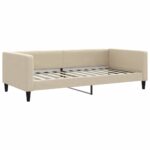 vidaXL Rozkladacia denná posteľ so zásuvkami krémová 100x200 cm látka – Obrázok 4