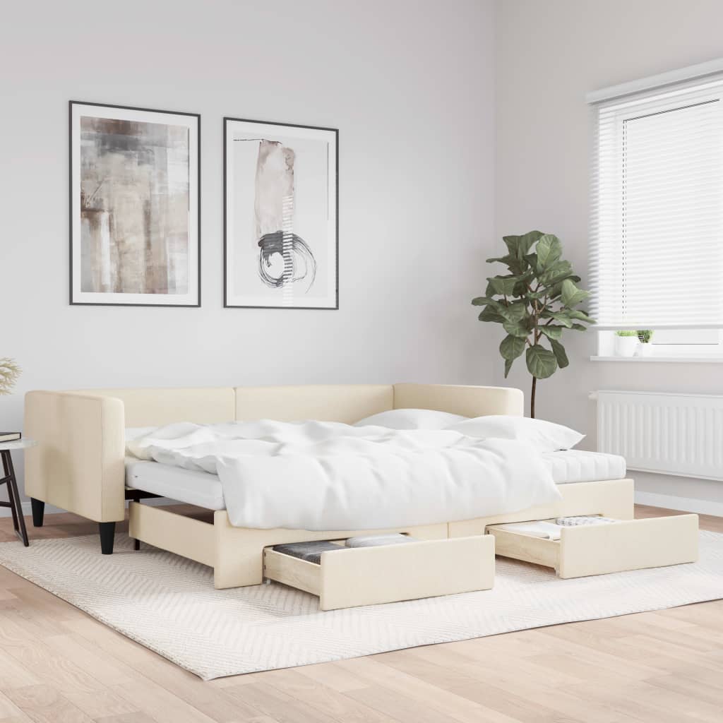 VXL8720845460150_m_en_hd_1.jpg vidaXL Rozkladacia denná posteľ so zásuvkami krémová 100x200 cm látka – Obrázok 1
