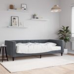 vidaXL Denná posteľ s matracom tmavosivá 90x190 cm zamat