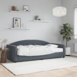 vidaXL Denná posteľ s matracom tmavosivá 90x190 cm zamat