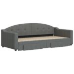 vidaXL Rozkladacia denná posteľ so zásuvkami tmavosivá 90x200 cm látka – Obrázok 3