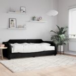 vidaXL Denná posteľ s matracom čierna 90x190 cm látka
