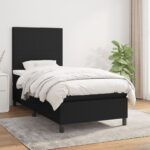 vidaXL Posteľný rám boxspring s matracom čierny 90x200 cm látka