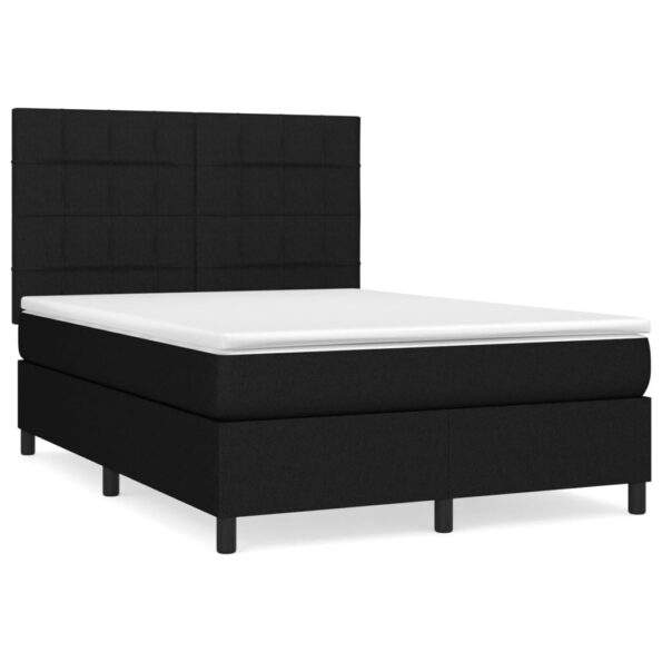 vidaXL Posteľný rám boxspring s matracom čierny 140x200 cm látka – Obrázok 2