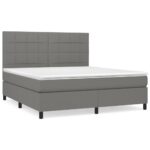 vidaXL Boxspring posteľ s matracom tmavosivá 160x200 cm látka – Obrázok 2