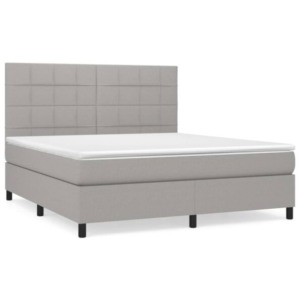 vidaXL Boxspring posteľ s matracom bledosivá 180x200 cm látka – Obrázok 2