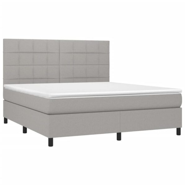 vidaXL Boxspring posteľ s matracom bledosivá 180x200 cm látka – Obrázok 3