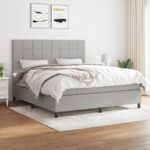 vidaXL Boxspring posteľ s matracom bledosivá 180x200 cm látka