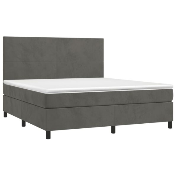 vidaXL Posteľný rám boxspring s matracom tmavosivý 180x200 cm zamat – Obrázok 3