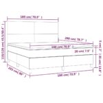 vidaXL Posteľný rám boxspring s matracom tmavosivý 180x200 cm zamat – Obrázok 6