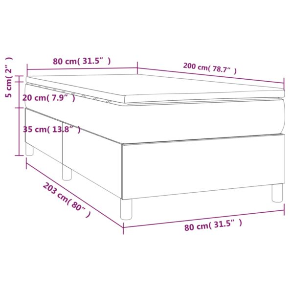 vidaXL Posteľný rám boxspring s matracom čierny 80x200 cm zamat – Obrázok 10