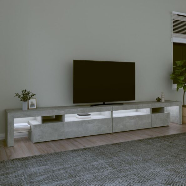 vidaXL TV skrinka s LED svetlami betónová sivá 290x36,5x40 cm – Obrázok 3