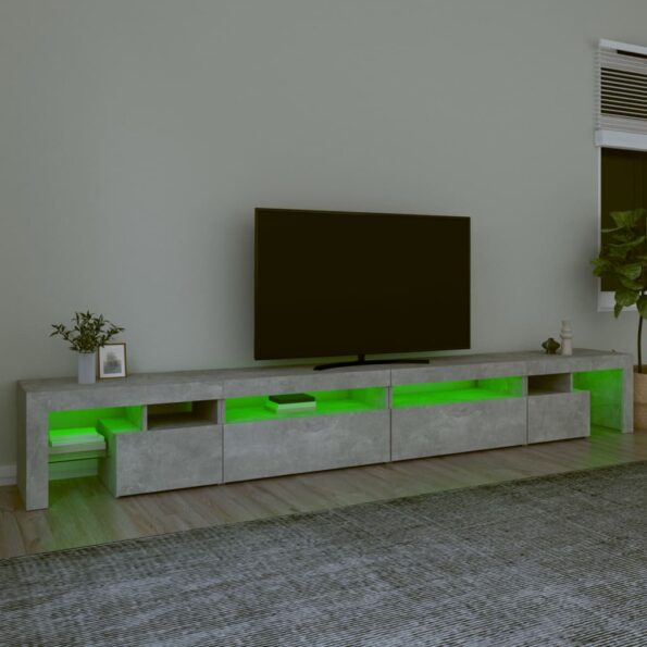 vidaXL TV skrinka s LED svetlami betónová sivá 290x36,5x40 cm – Obrázok 4