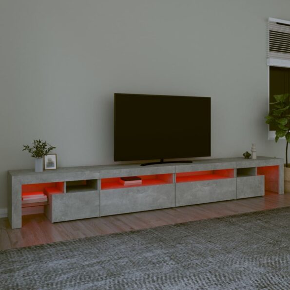vidaXL TV skrinka s LED svetlami betónová sivá 290x36,5x40 cm – Obrázok 5