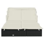 vidaXL 2-miestne lehátko so strieškou čierne 213x118x97 cm polyratan – Obrázok 6