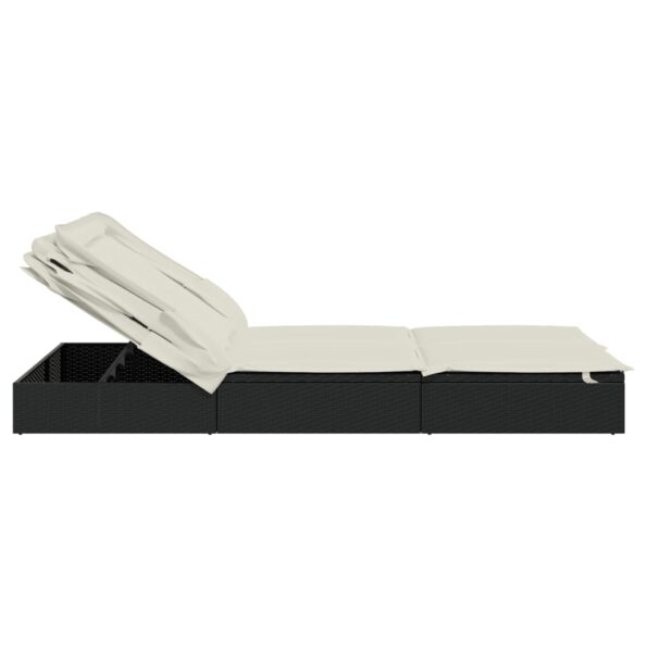 vidaXL 2-miestne lehátko so strieškou čierne 213x118x97 cm polyratan – Obrázok 8