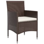 vidaXL 7-dielna záhradná jedálenská súprava s vankúšmi hnedá a čierna – Obrázok 5