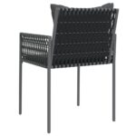 vidaXL Záhradné stoličky s vankúšmi 2 ks čierne 54x61x83 cm polyratan – Obrázok 6