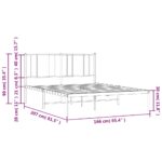 vidaXL Kovový rám postele s čelom biely 160x200 cm – Obrázok 10
