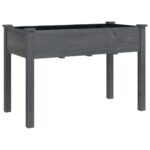 vidaXL Kvetináč s vložkou sivý 118x59x76 cm jedľový masív – Obrázok 2