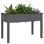 vidaXL Kvetináč s vložkou sivý 118x59x76 cm jedľový masív – Obrázok 3