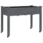 vidaXL Kvetináč s kolieskami a vložkou, sivý 118x59x80cm jedľový masív – Obrázok 2