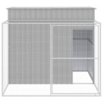 vidaXL Búda pre psa s výbehom bledosivá 214x253x181 cm pozink. oceľ – Obrázok 3