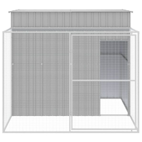 VXL8720845917524_g_en_hd_1.jpg vidaXL Búda pre psa s výbehom bledosivá 214x253x181 cm pozink. oceľ – Obrázok 3