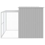 vidaXL Búda pre psa s výbehom bledosivá 214x253x181 cm pozink. oceľ – Obrázok 5