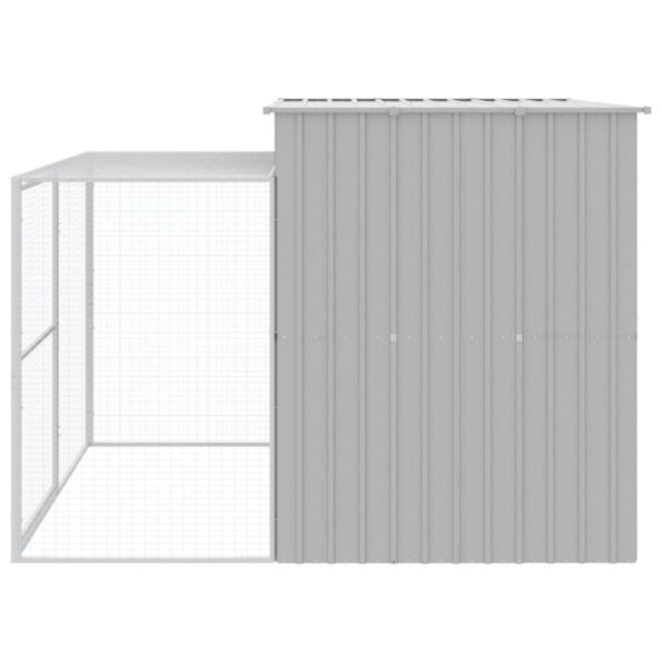 VXL8720845917524_g_en_hd_3.jpg vidaXL Búda pre psa s výbehom bledosivá 214x253x181 cm pozink. oceľ – Obrázok 5