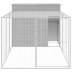 vidaXL Búda pre psa s výbehom bledosivá 214x457x181 cm pozink. oceľ – Obrázok 3