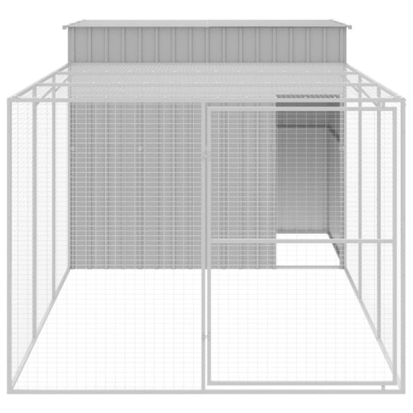 VXL8720845917531_g_en_hd_1.jpg vidaXL Búda pre psa s výbehom bledosivá 214x457x181 cm pozink. oceľ – Obrázok 3