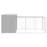 vidaXL Búda pre psa s výbehom bledosivá 214x457x181 cm pozink. oceľ – Obrázok 4