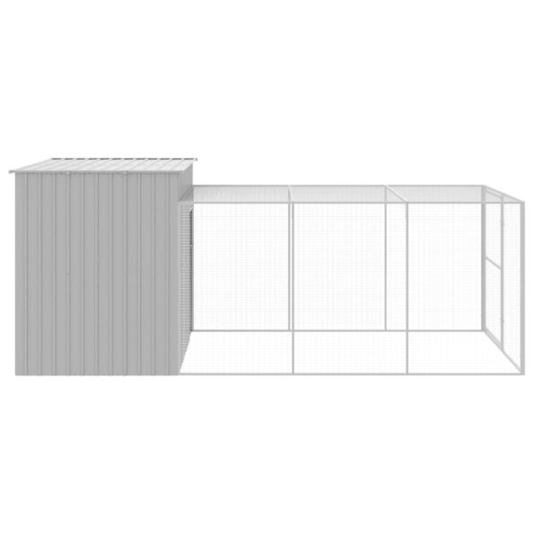 VXL8720845917531_g_en_hd_2.jpg vidaXL Búda pre psa s výbehom bledosivá 214x457x181 cm pozink. oceľ – Obrázok 4