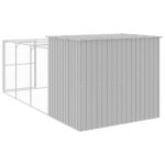 vidaXL Búda pre psa s výbehom bledosivá 214x457x181 cm pozink. oceľ – Obrázok 5