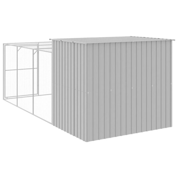 VXL8720845917531_g_en_hd_3.jpg vidaXL Búda pre psa s výbehom bledosivá 214x457x181 cm pozink. oceľ – Obrázok 5