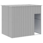 vidaXL Búda pre psa s výbehom bledosivá 214x457x181 cm pozink. oceľ – Obrázok 6