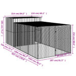 vidaXL Búda pre psa s výbehom bledosivá 214x457x181 cm pozink. oceľ – Obrázok 9